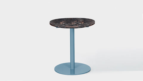 reddie-raw round 60dia x 75H *cm / Stone~Black Veined Marble / Metal~Blue Bob Pedestal Table Marble Cafe & Bar Table (2 heights)