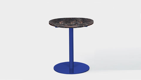 reddie-raw round 60dia x 75H *cm / Stone~Black Veined Marble / Metal~Navy Bob Pedestal Table Marble Cafe & Bar Table (2 heights)