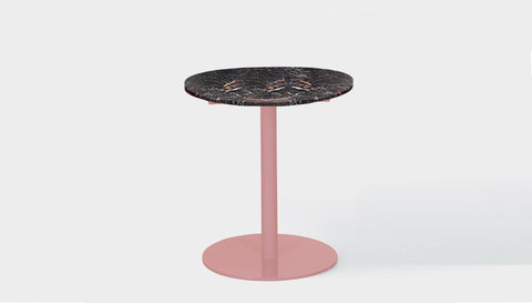 reddie-raw round 60dia x 75H *cm / Stone~Black Veined Marble / Metal~Pink Bob Pedestal Table Marble Cafe & Bar Table (2 heights)