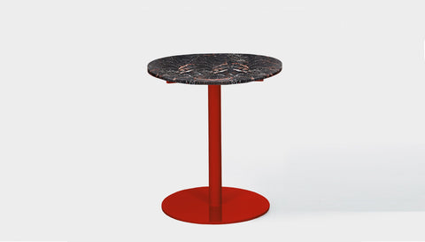 reddie-raw round 60dia x 75H *cm / Stone~Black Veined Marble / Metal~Red Bob Pedestal Table Marble Cafe & Bar Table (2 heights)