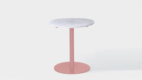 reddie-raw round 60dia x 75H *cm / Stone~White Veined Marble / Metal~Pink Bob Pedestal Table Marble Cafe & Bar Table (2 heights)