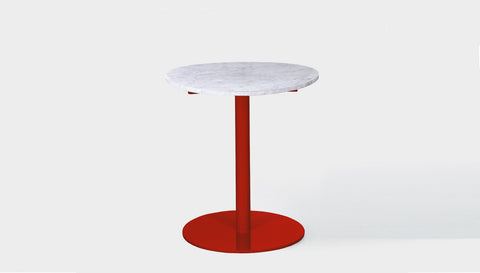 reddie-raw round 60dia x 75H *cm / Stone~White Veined Marble / Metal~Red Bob Pedestal Table Marble Cafe & Bar Table (2 heights)