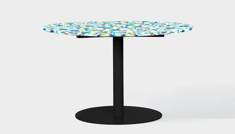 reddie-raw round 60dia x 75H *cm / Recycled Bottle Tops~Freckles / Metal~Black Bob Pedestal Table - Recycled Bottle Tops