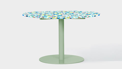 reddie-raw round 60dia x 75H *cm / Recycled Bottle Tops~Freckles / Metal~Mint Bob Pedestal Table - Recycled Bottle Tops
