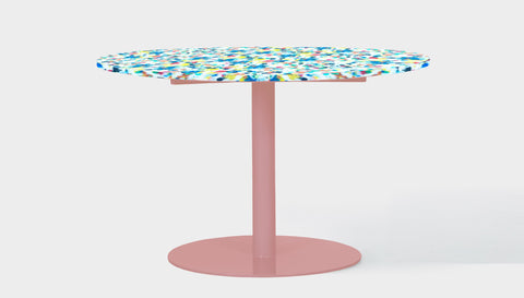reddie-raw round 60dia x 75H *cm / Recycled Bottle Tops~Freckles / Metal~Pink Bob Pedestal Table - Recycled Bottle Tops