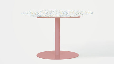 reddie-raw round 60dia x 75H *cm / Recycled Bottle Tops~Palette / Metal~Pink Bob Pedestal Table - Recycled Bottle Tops
