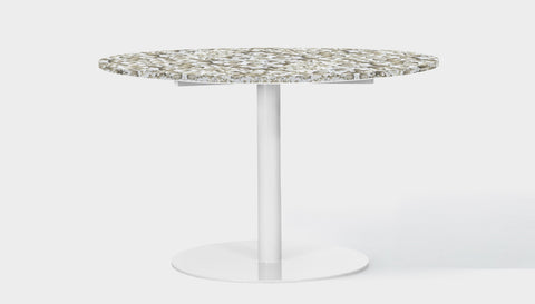 reddie-raw round 60dia x 75H *cm / Recycled Bottle Tops~Pearl / Metal~White Bob Pedestal Table - Recycled Bottle Tops