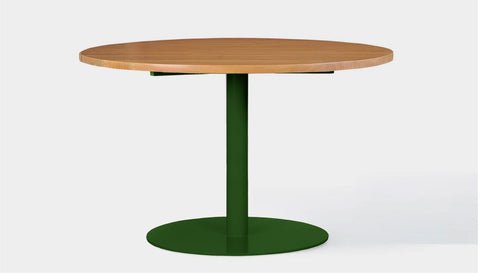 reddie-raw round 60dia x 75H *cm / Solid Reclaimed Wood Teak~Natural / Metal~Green Bob Pedestal Table - Wood