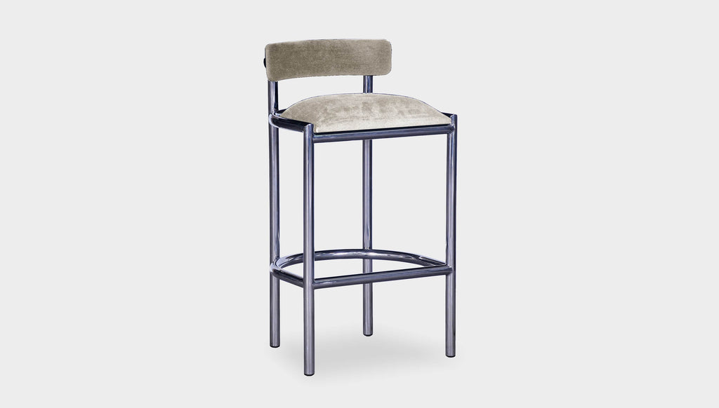 reddie-raw lounge chair 61W x 56D x 99H *cm (75H seat) / Metal~Stainless Steel / Fabric~Magma Latte Cinta Bar Stool