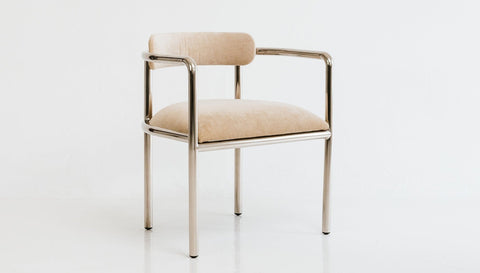 reddie-raw lounge chair 61W x 56D x 69H *cm (45H seat) / Metal~Stainless Steel / Fabric~Magma Latte Cinta chair