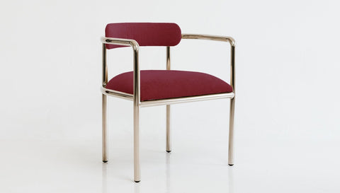 reddie-raw lounge chair 61W x 56D x 69H *cm (45H seat) / Metal~Stainless Steel / Fabric~Magma_Merlot Cinta chair