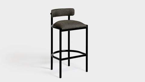 reddie-raw bar stool 50W x 46D x 96H *cm (75H seat height crushed) / Metal~Black / Fabric~Blush Antrazit Cinta metal bar stool