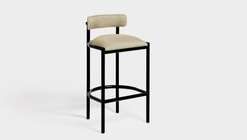 reddie-raw bar stool 50W x 46D x 96H *cm (75H seat height crushed) / Metal~Black / Fabric~Blush Cream Cinta metal bar stool