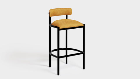 reddie-raw bar stool 50W x 46D x 96H *cm (75H seat height crushed) / Metal~Black / Fabric~Blush Curry Cinta metal bar stool