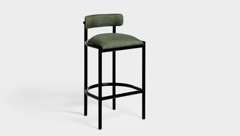 reddie-raw bar stool 50W x 46D x 96H *cm (75H seat height crushed) / Metal~Black / Fabric~Blush Green Cinta metal bar stool