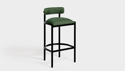 reddie-raw bar stool 50W x 46D x 96H *cm (75H seat height crushed) / Metal~Black / Fabric~Davano Green Cinta metal bar stool