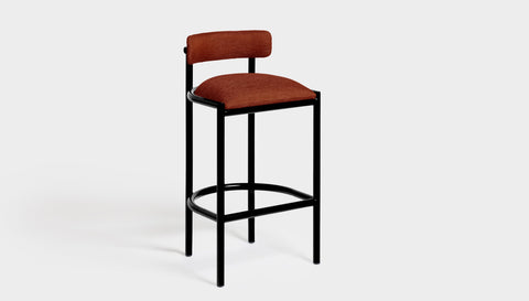 reddie-raw bar stool 50W x 46D x 96H *cm (75H seat height crushed) / Metal~Black / Fabric~Davano Sangria Cinta metal bar stool