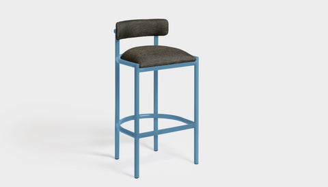 reddie-raw bar stool 50W x 46D x 96H *cm (75H seat height crushed) / Metal~Blue / Fabric~Blush Antrazit Cinta metal bar stool