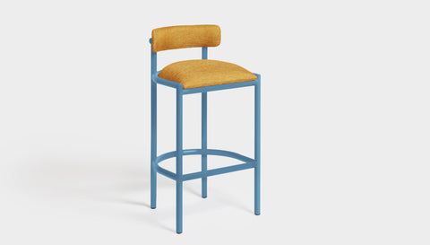 reddie-raw bar stool 50W x 46D x 96H *cm (75H seat height crushed) / Metal~Blue / Fabric~Blush Curry Cinta metal bar stool