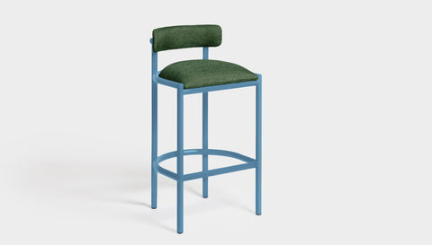 reddie-raw bar stool 50W x 46D x 96H *cm (75H seat height crushed) / Metal~Blue / Fabric~Davano Green Cinta metal bar stool