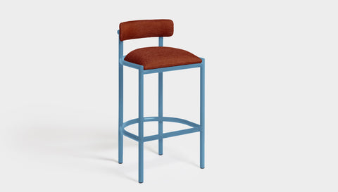 reddie-raw bar stool 50W x 46D x 96H *cm (75H seat height crushed) / Metal~Blue / Fabric~Davano Sangria Cinta metal bar stool