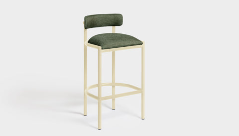 reddie-raw bar stool 50W x 46D x 96H *cm (75H seat height crushed) / Metal~Cream / Fabric~Blush Green Cinta metal bar stool