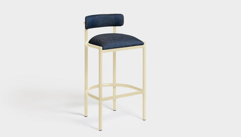 reddie-raw bar stool 50W x 46D x 96H *cm (75H seat height crushed) / Metal~Cream / Fabric~Blush Navy Cinta metal bar stool