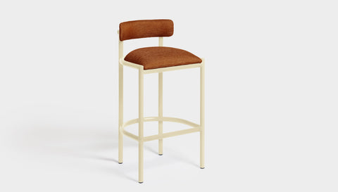 reddie-raw bar stool 50W x 46D x 96H *cm (75H seat height crushed) / Metal~Cream / Fabric~Blush Rust Cinta metal bar stool