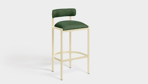 reddie-raw bar stool 50W x 46D x 96H *cm (75H seat height crushed) / Metal~Cream / Fabric~Davano Green Cinta metal bar stool