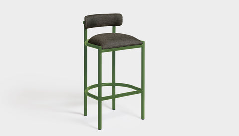 reddie-raw bar stool 50W x 46D x 96H *cm (75H seat height crushed) / Metal~Green / Fabric~Blush Antrazit Cinta metal bar stool