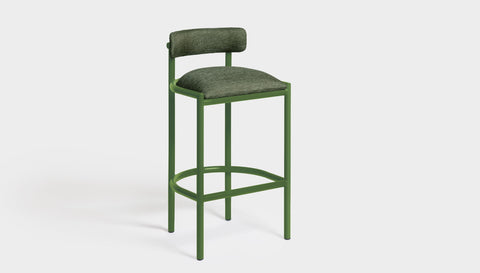 reddie-raw bar stool 50W x 46D x 96H *cm (75H seat height crushed) / Metal~Green / Fabric~Blush Green Cinta metal bar stool