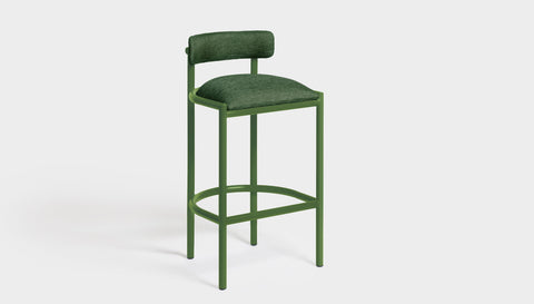 reddie-raw bar stool 50W x 46D x 96H *cm (75H seat height crushed) / Metal~Green / Fabric~Davano Green Cinta metal bar stool