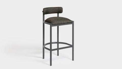 reddie-raw bar stool 50W x 46D x 96H *cm (75H seat height crushed) / Metal~Grey / Fabric~Blush Antrazit Cinta metal bar stool