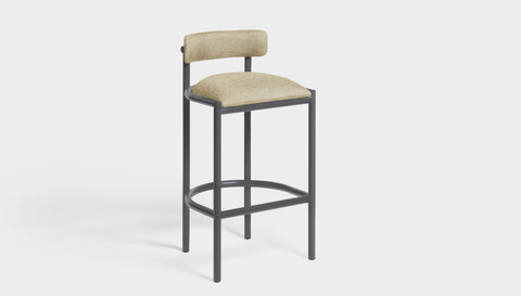 reddie-raw bar stool 50W x 46D x 96H *cm (75H seat height crushed) / Metal~Grey / Fabric~Blush Cream Cinta metal bar stool