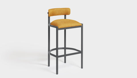 reddie-raw bar stool 50W x 46D x 96H *cm (75H seat height crushed) / Metal~Grey / Fabric~Blush Curry Cinta metal bar stool