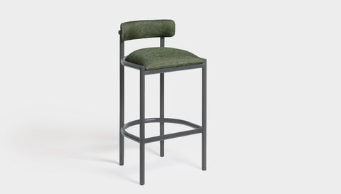 reddie-raw bar stool 50W x 46D x 96H *cm (75H seat height crushed) / Metal~Grey / Fabric~Blush Green Cinta metal bar stool