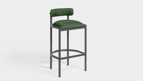 reddie-raw bar stool 50W x 46D x 96H *cm (75H seat height crushed) / Metal~Grey / Fabric~Davano Green Cinta metal bar stool