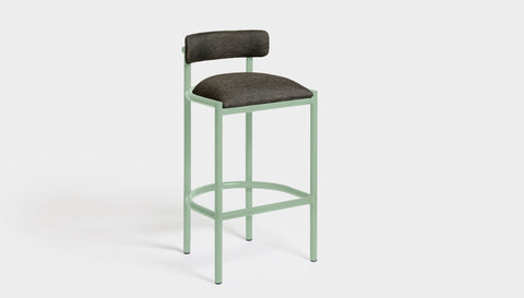 reddie-raw bar stool 50W x 46D x 96H *cm (75H seat height crushed) / Metal~Mint / Fabric~Blush Antrazit Cinta metal bar stool