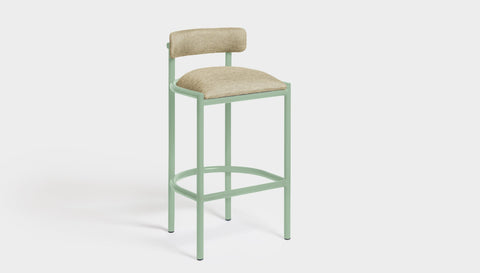 reddie-raw bar stool 50W x 46D x 96H *cm (75H seat height crushed) / Metal~Mint / Fabric~Blush Cream Cinta metal bar stool