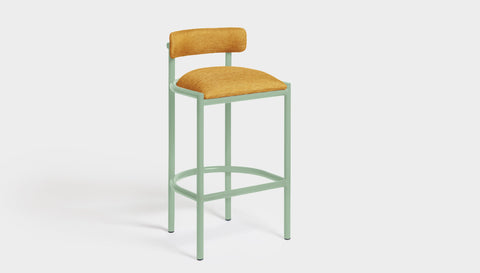 reddie-raw bar stool 50W x 46D x 96H *cm (75H seat height crushed) / Metal~Mint / Fabric~Blush Curry Cinta metal bar stool