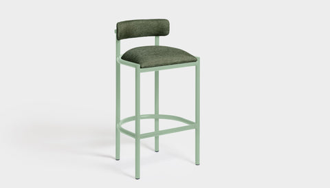 reddie-raw bar stool 50W x 46D x 96H *cm (75H seat height crushed) / Metal~Mint / Fabric~Blush Green Cinta metal bar stool