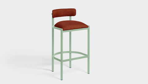 reddie-raw bar stool 50W x 46D x 96H *cm (75H seat height crushed) / Metal~Mint / Fabric~Davano Sangria Cinta metal bar stool