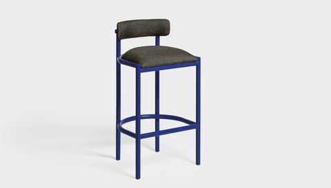 reddie-raw bar stool 50W x 46D x 96H *cm (75H seat height crushed) / Metal~Navy / Fabric~Blush Antrazit Cinta metal bar stool