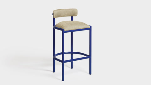 reddie-raw bar stool 50W x 46D x 96H *cm (75H seat height crushed) / Metal~Navy / Fabric~Blush Cream Cinta metal bar stool