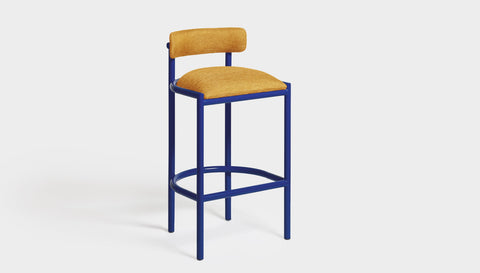 reddie-raw bar stool 50W x 46D x 96H *cm (75H seat height crushed) / Metal~Navy / Fabric~Blush Curry Cinta metal bar stool