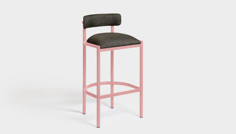 reddie-raw bar stool 50W x 46D x 96H *cm (75H seat height crushed) / Metal~Pink / Fabric~Blush Antrazit Cinta metal bar stool