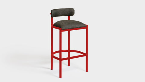 reddie-raw bar stool 50W x 46D x 96H *cm (75H seat height crushed) / Metal~Red / Fabric~Blush Antrazit Cinta metal bar stool