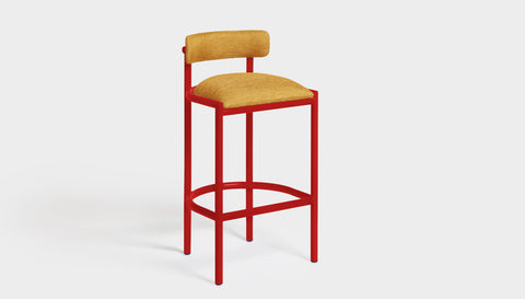 reddie-raw bar stool 50W x 46D x 96H *cm (75H seat height crushed) / Metal~Red / Fabric~Blush Curry Cinta metal bar stool