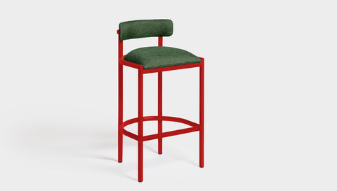 reddie-raw bar stool 50W x 46D x 96H *cm (75H seat height crushed) / Metal~Red / Fabric~Davano Green Cinta metal bar stool