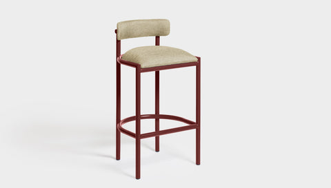 reddie-raw bar stool 50W x 46D x 96H *cm (75H seat height crushed) / Metal~Rust / Fabric~Blush Cream Cinta metal bar stool